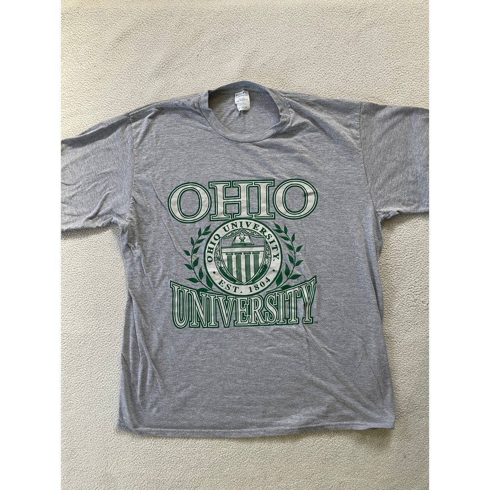 Port & Company Mens Extra Large T-Shirt Gray Ohio University Graphic Tee